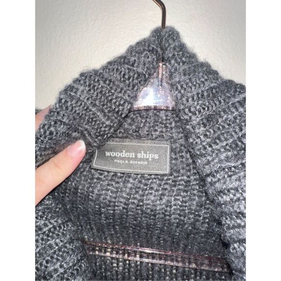 Wooden Ships Lightweight Gray Cowl Neck Sweater M/L Loose Knit - Picture 2 of 4